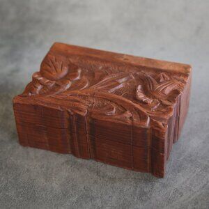 Floral Carved Wood Box Handmade Beautiful